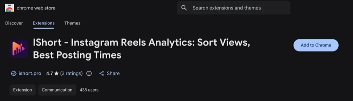 IShort on the Chrome Web Store